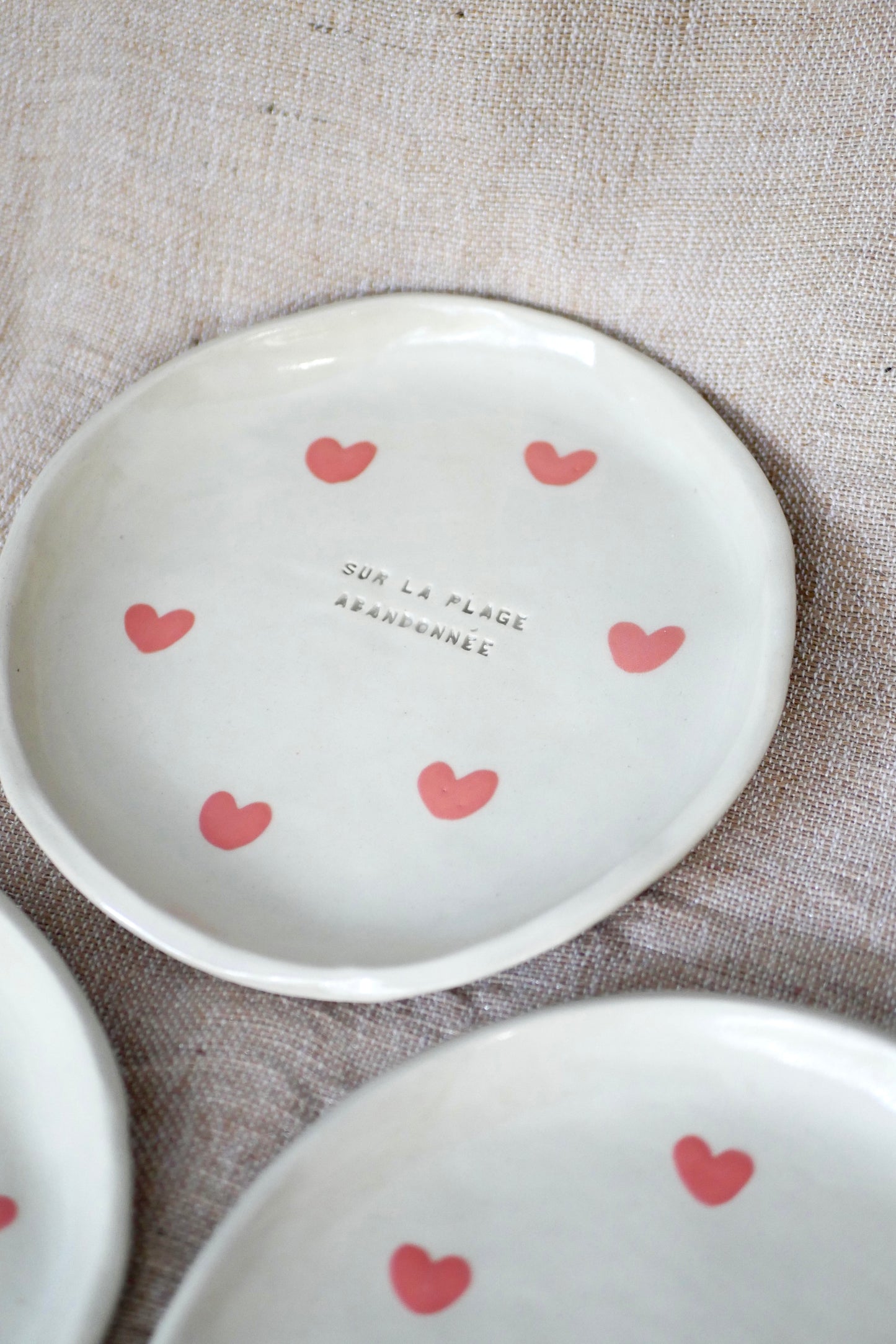 Assiette cœurs avec message