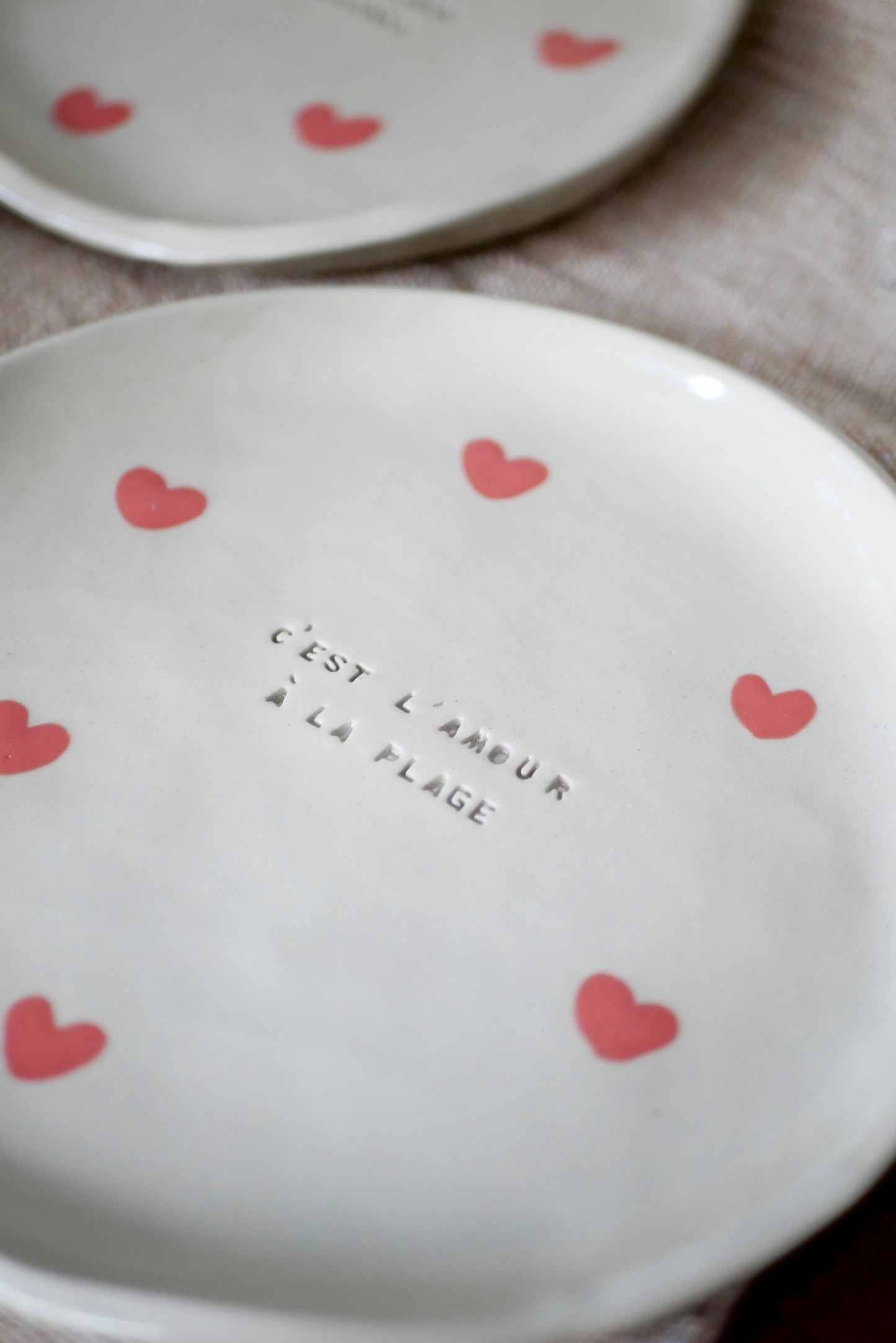 Assiette cœurs avec message