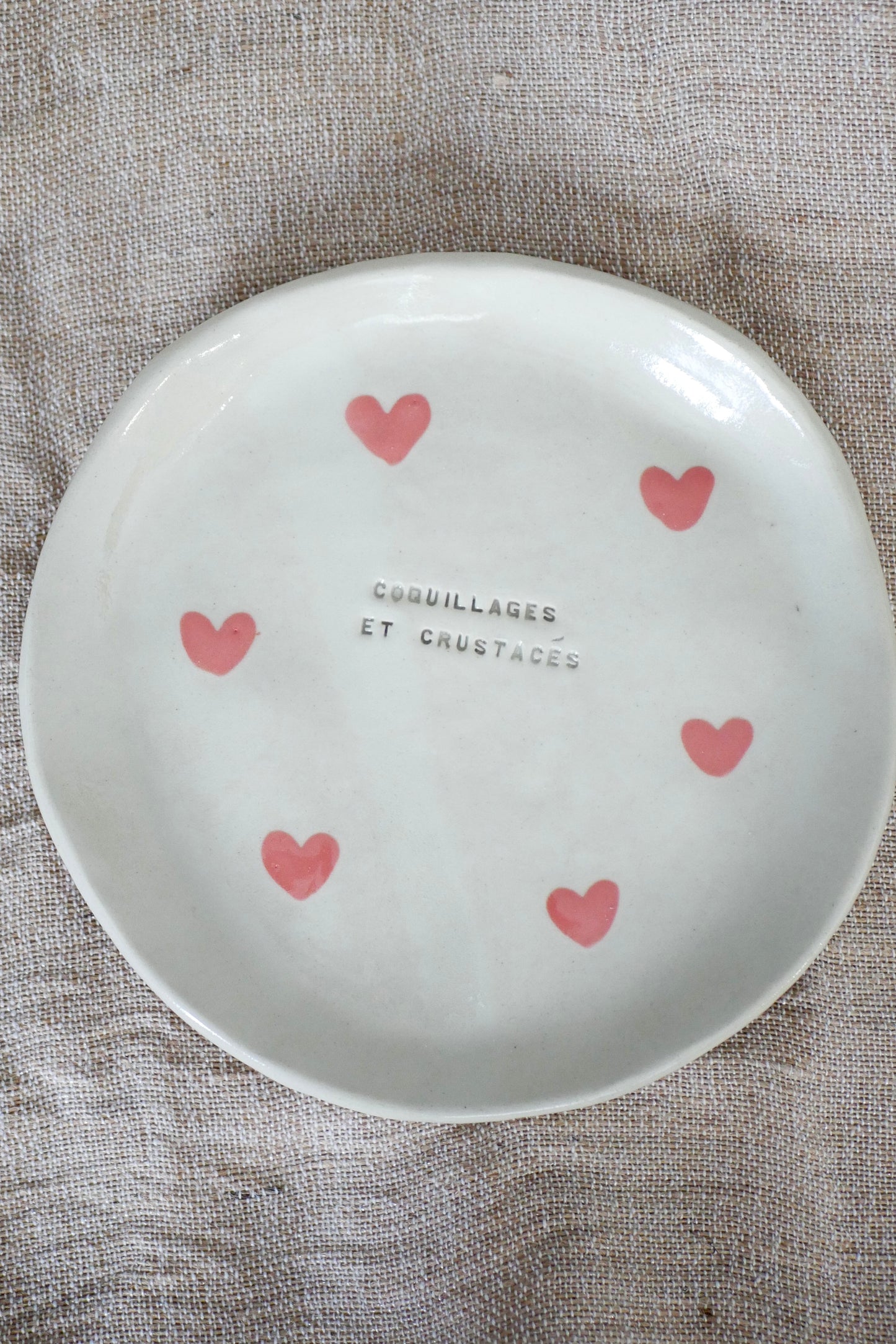 Assiette cœurs avec message