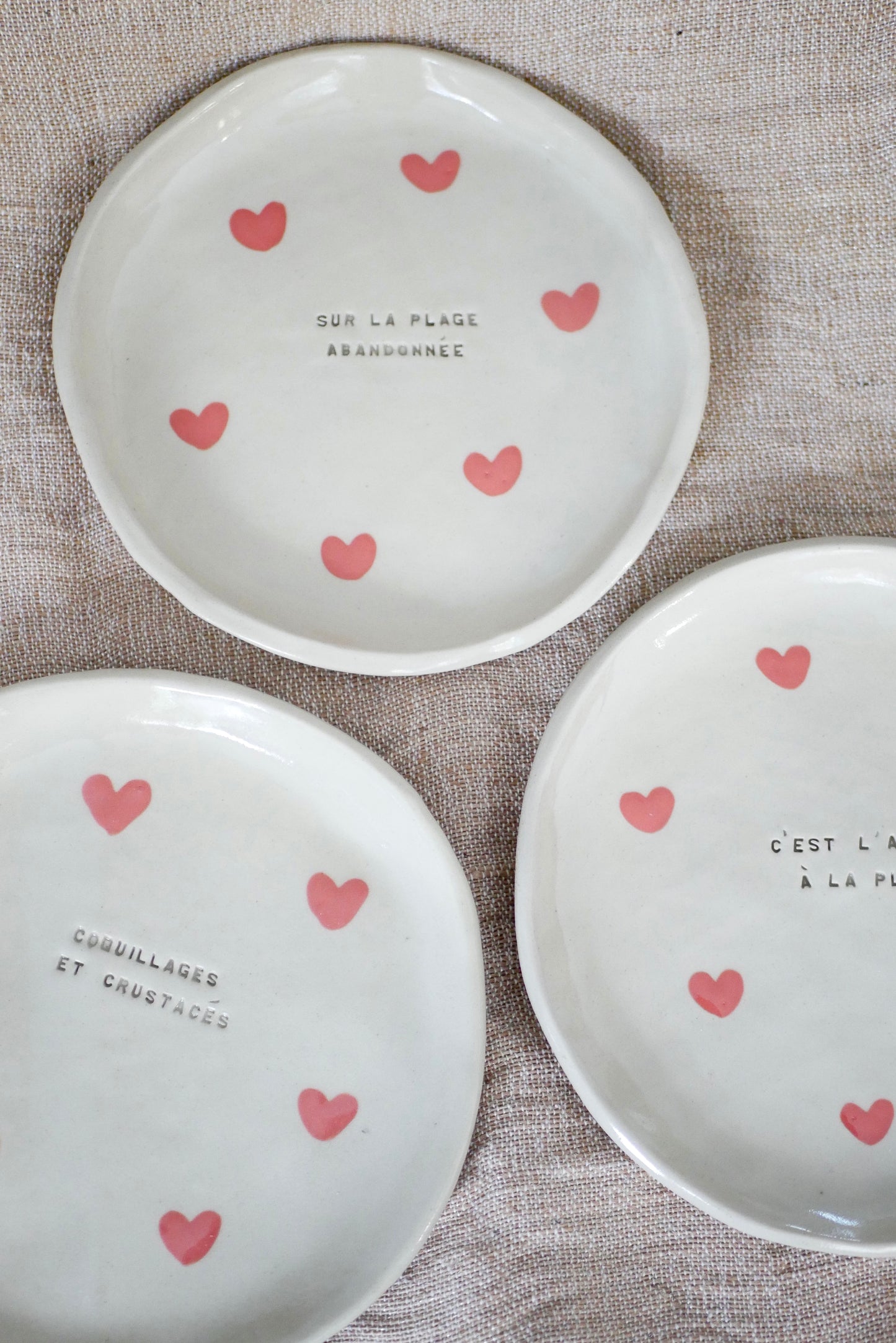 Assiette cœurs avec message