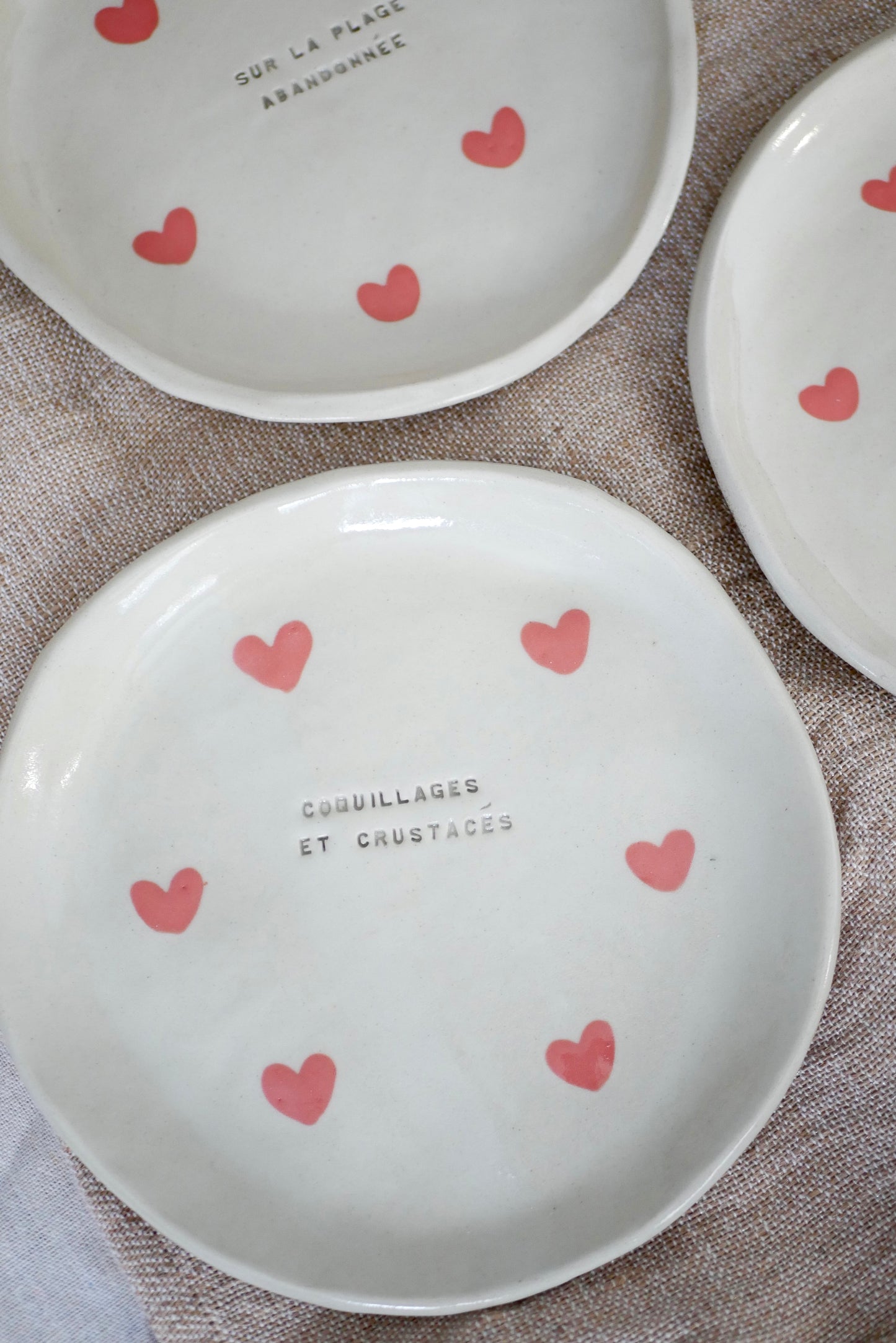 Assiette cœurs avec message