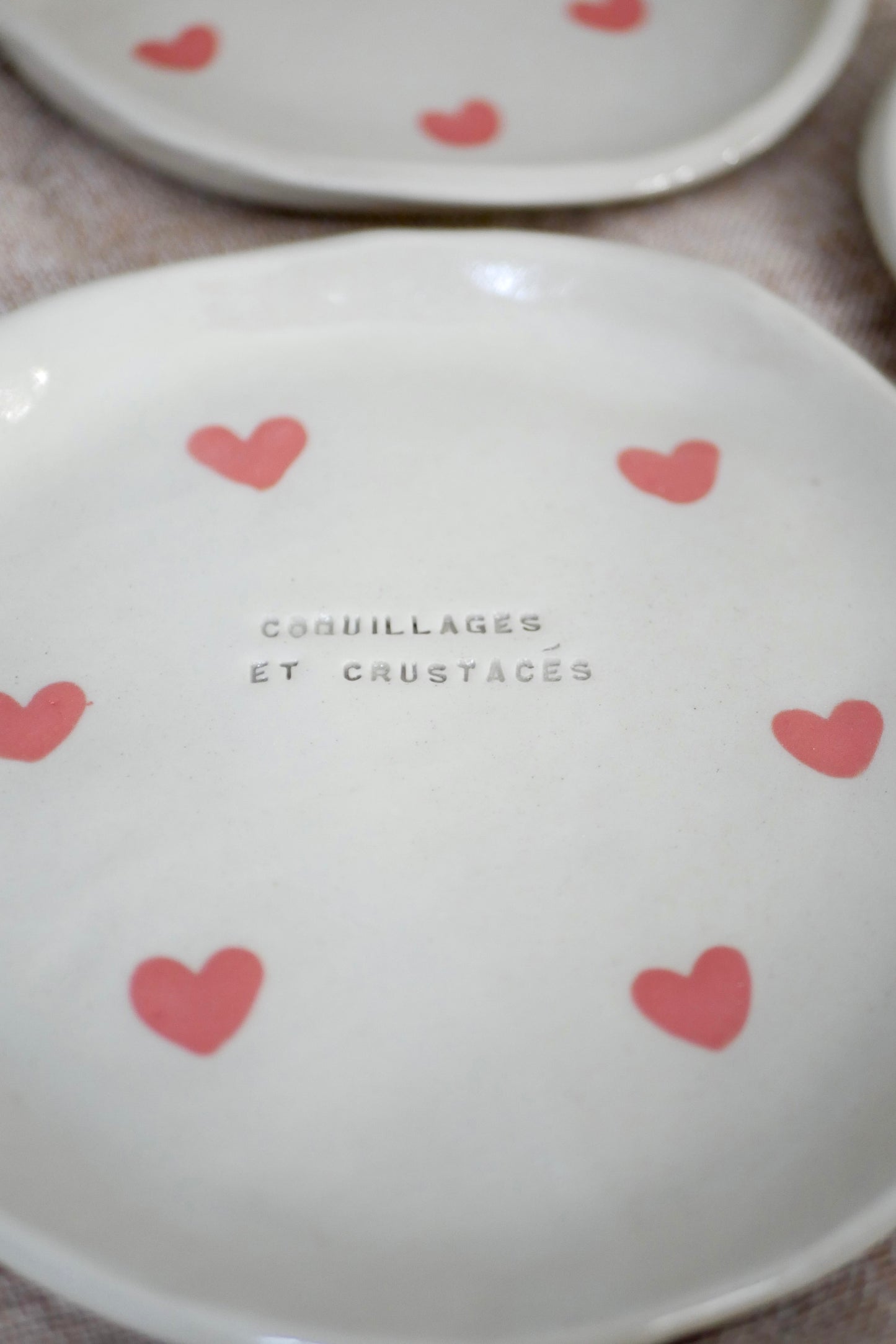 Assiette cœurs avec message