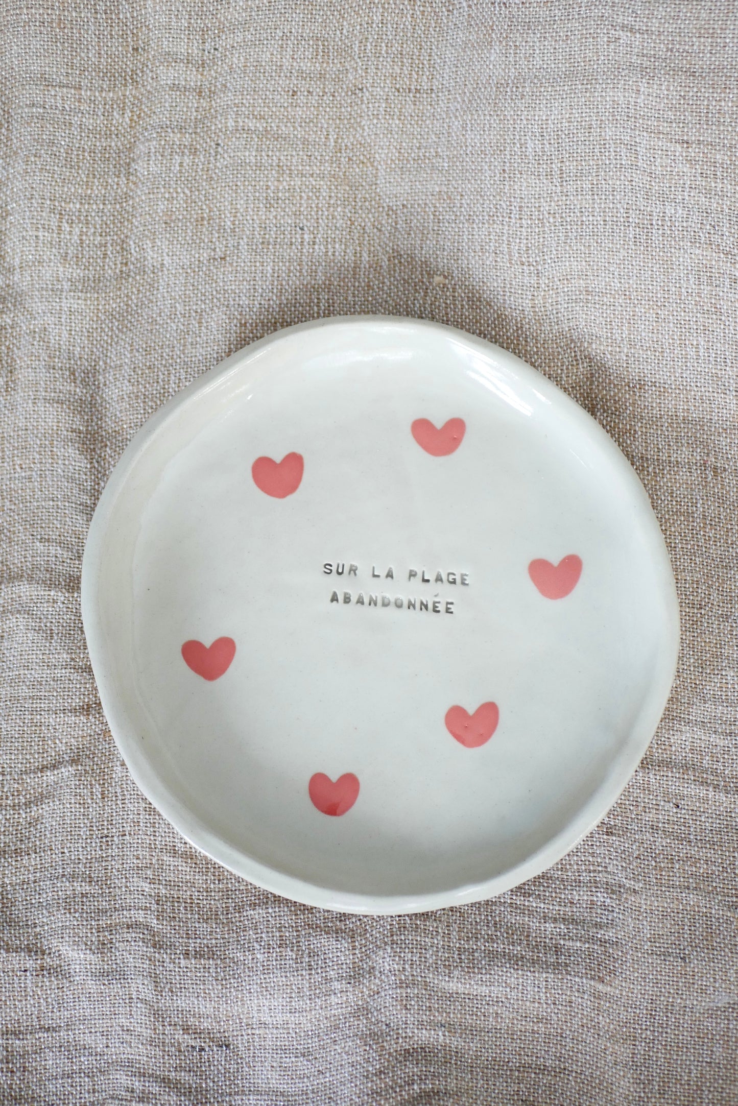 Assiette cœurs avec message