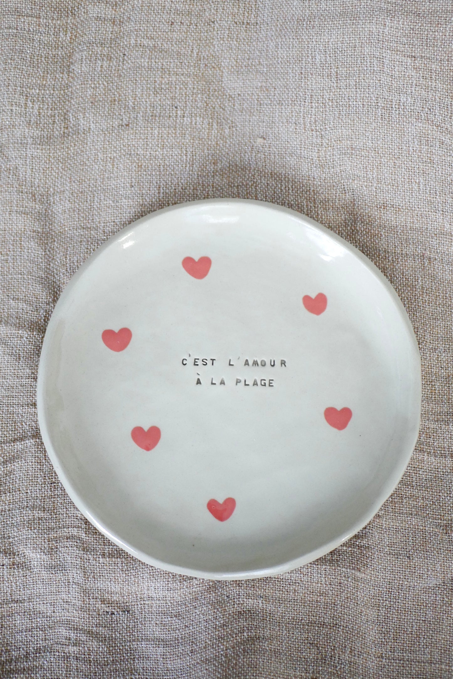 Assiette cœurs avec message