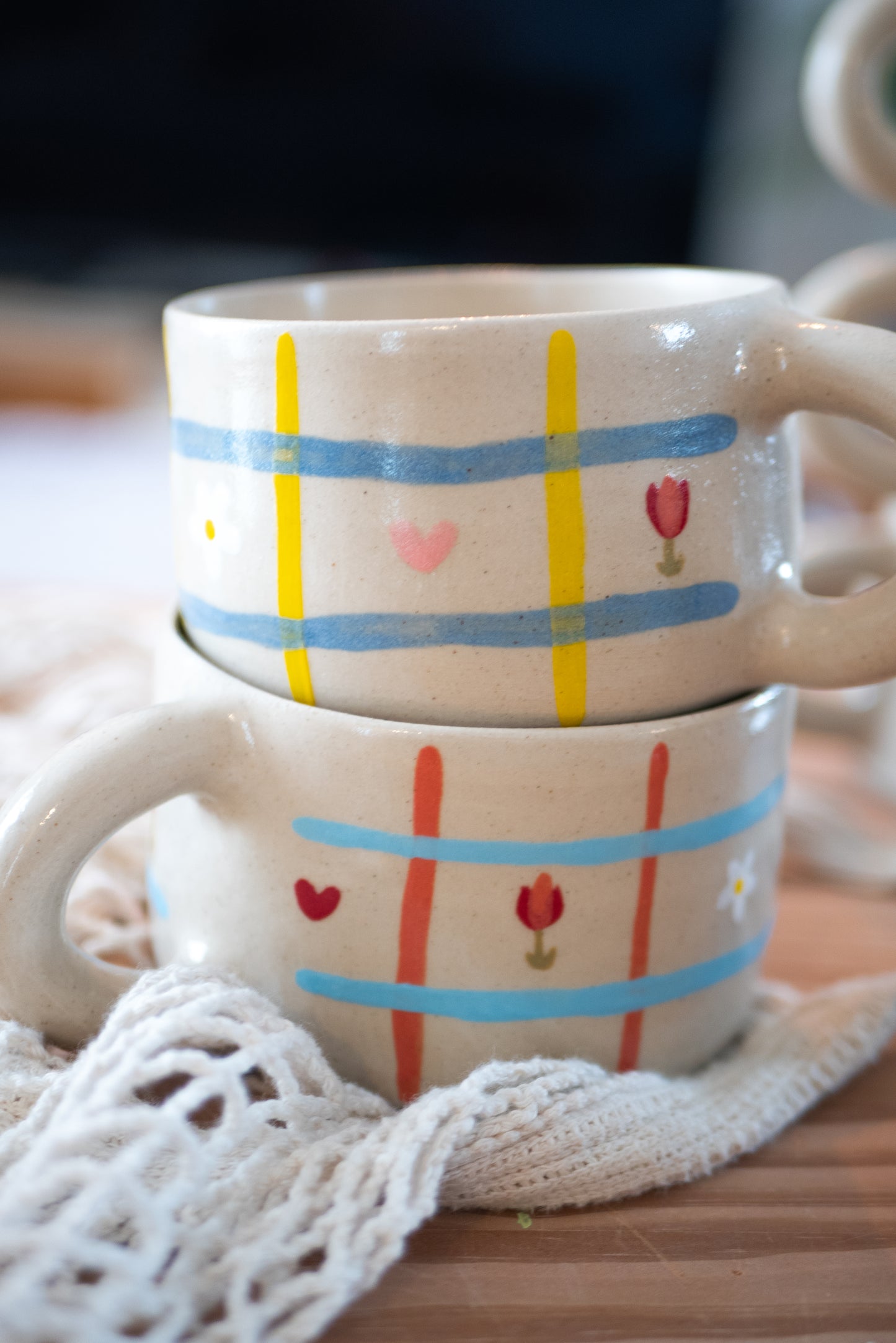 Tasse printemps rose/bleu