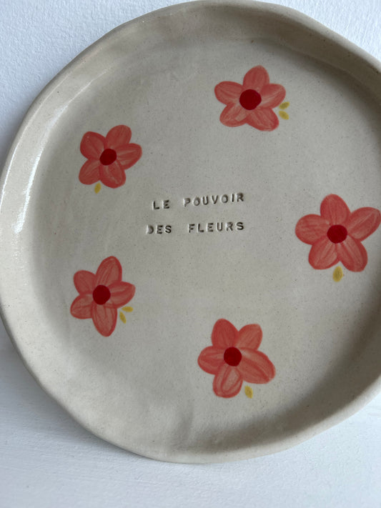 Assiette fleurs avec message