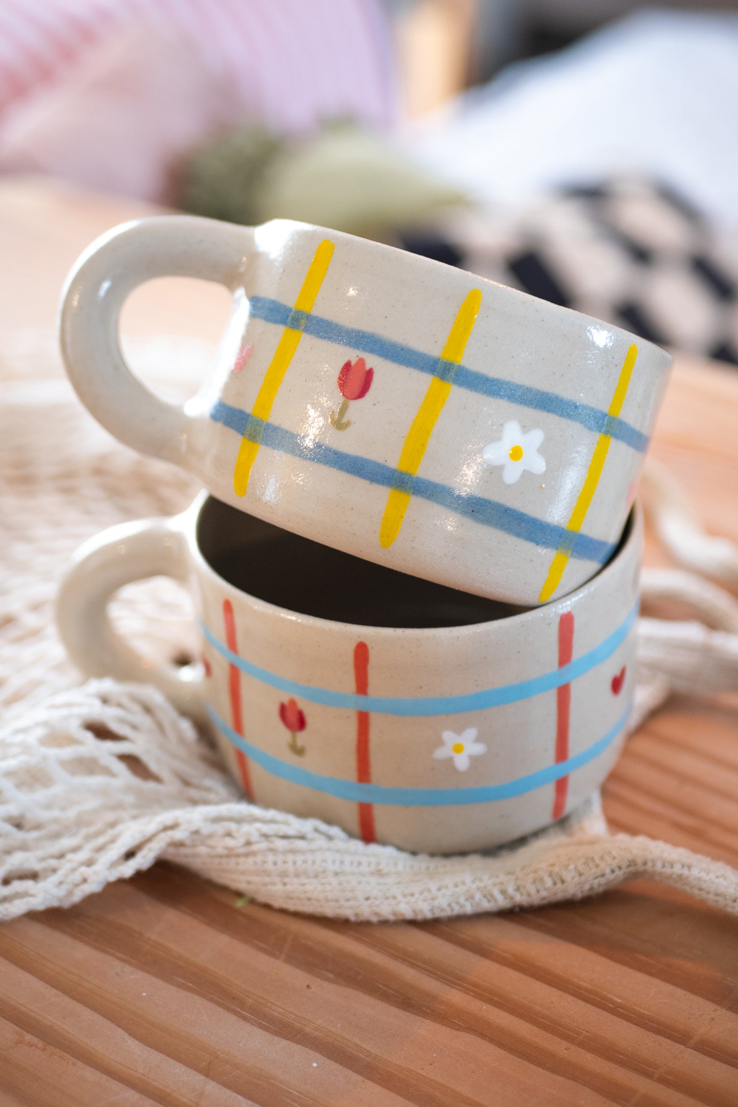 Tasse printemps rose/bleu
