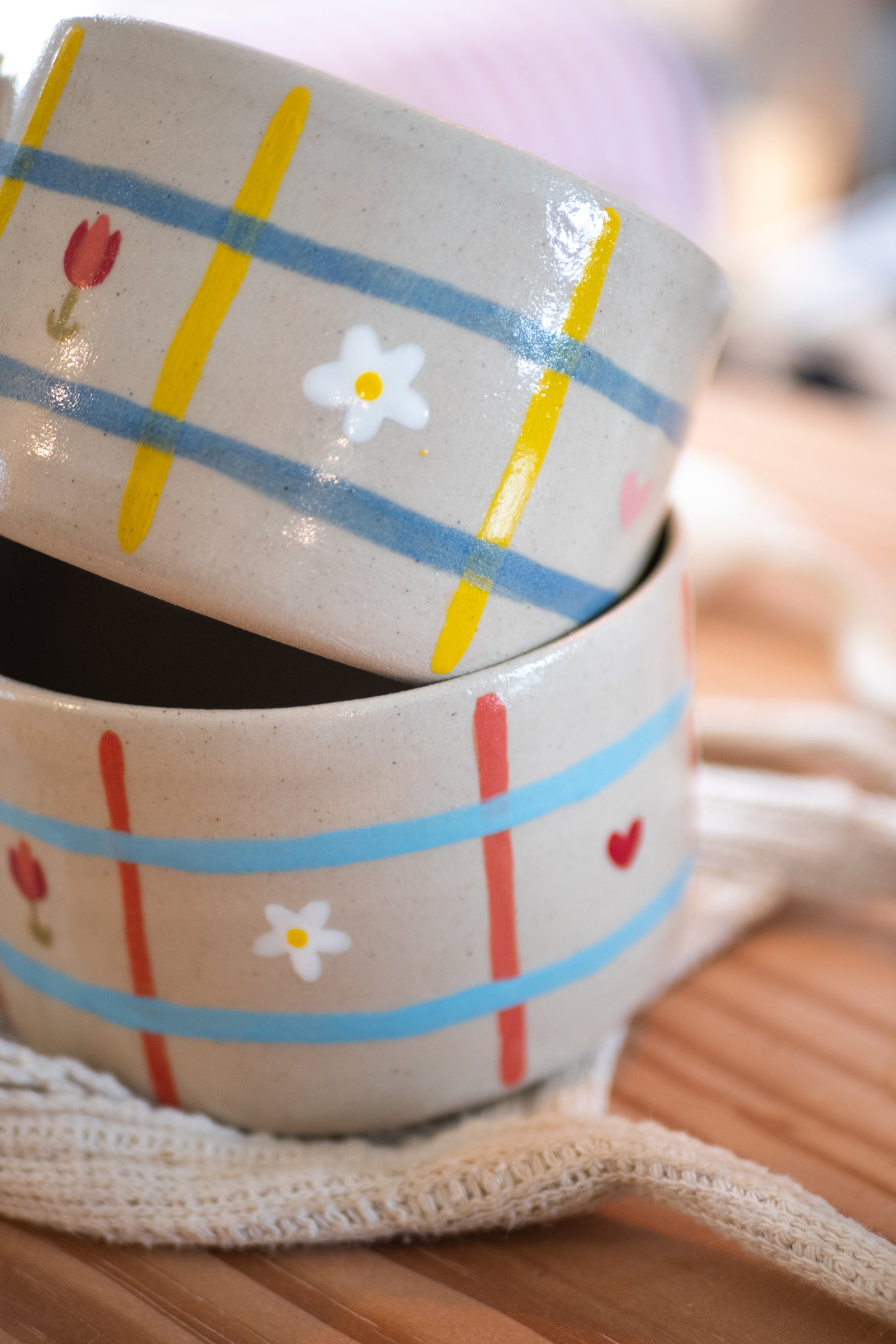 Tasse printemps jaune/bleu