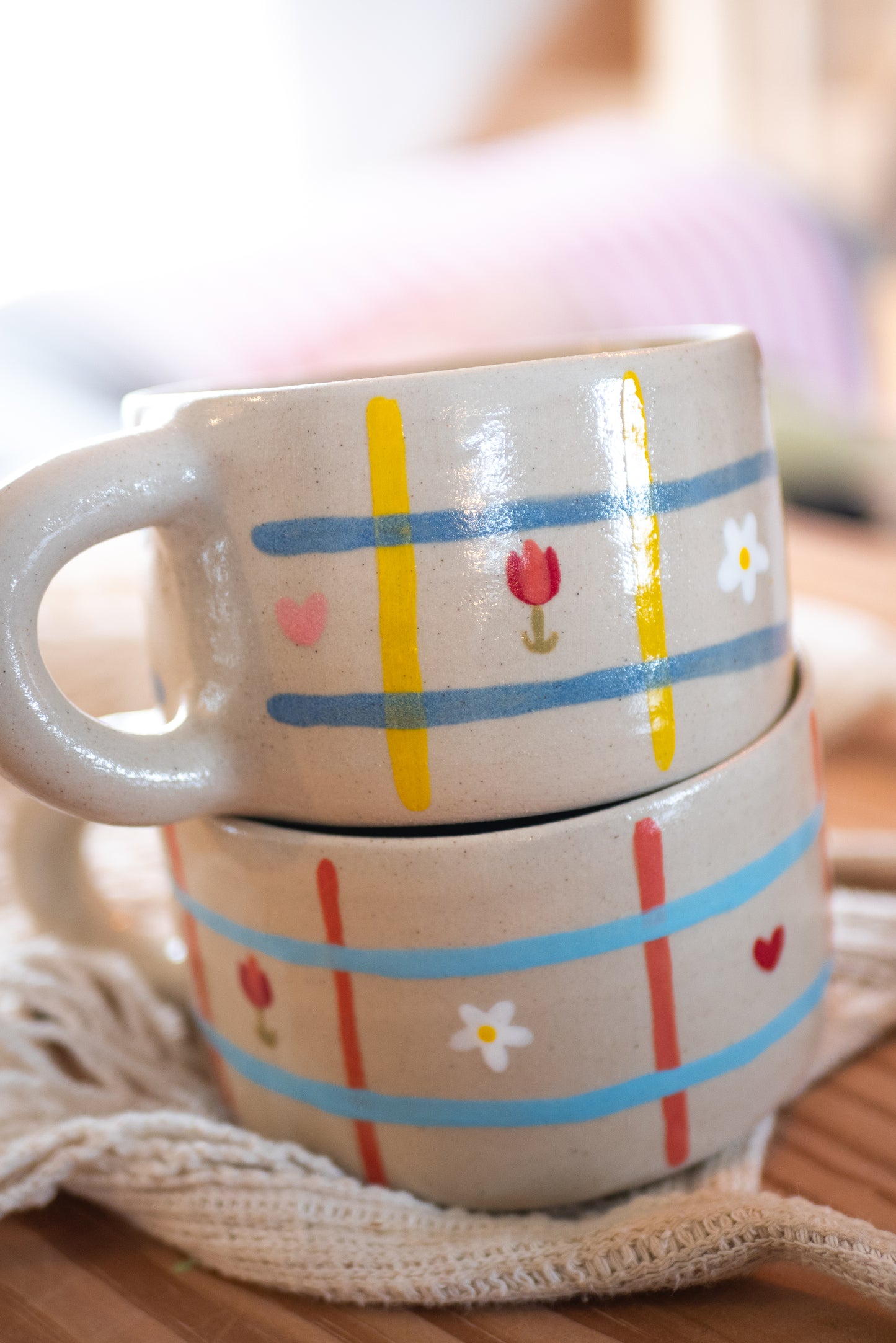 Tasse printemps jaune/bleu