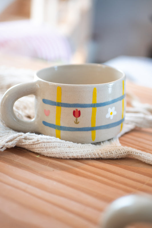 Tasse printemps jaune/bleu