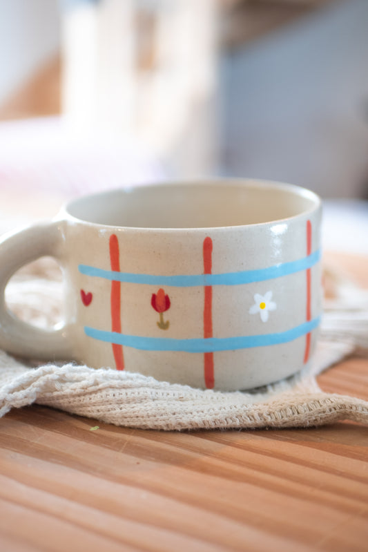 Tasse printemps rose/bleu